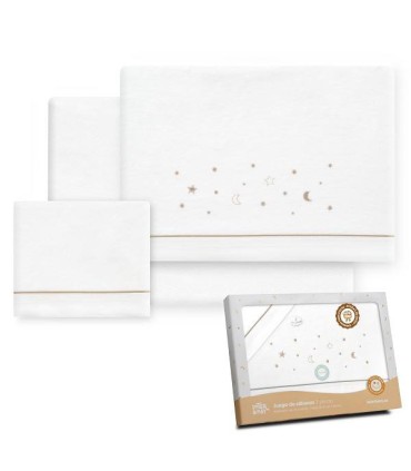 Sabana franela coche minicuna 82 x 51 cm estrellas camel
