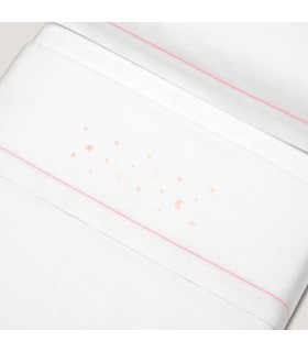 Sabana franela coche minicuna 82 x 51 cm estrellas rosa
