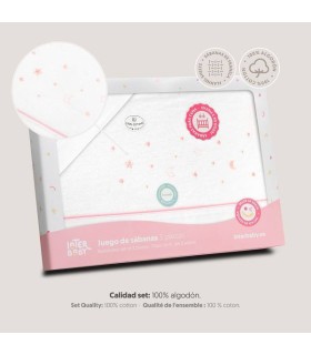 Sabana franela cuna estrellas rosa