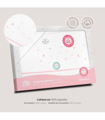 Sabana franela cuna estrellas rosa