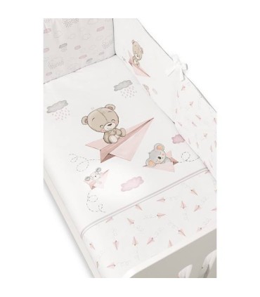 Edredón con chichonera koala y oso en cometa rosa