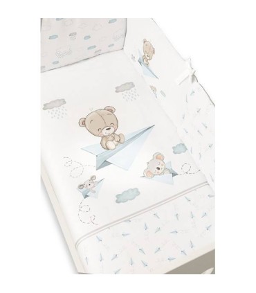 Edredón con chichonera koala y oso en cometa celeste