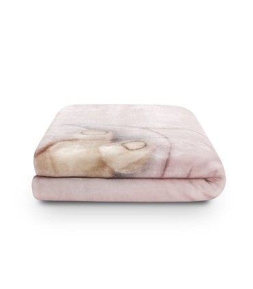 Manta de cuna oso en la luna rosa