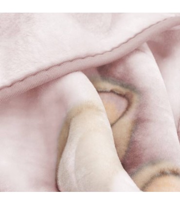 Manta de cuna oso en la luna rosa