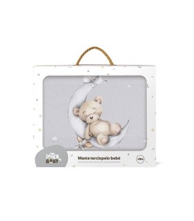Manta de cuna oso en la luna gris