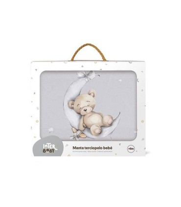 Manta de cuna oso en la luna gris