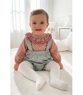 Conjunto pololo con camisa cuello volante siroco terracota