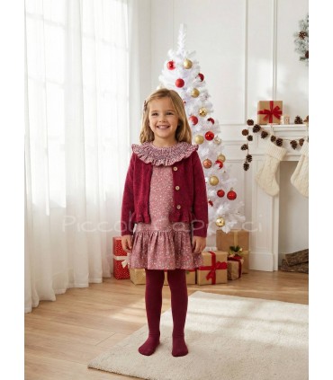 Vestido infantil florecitas teja