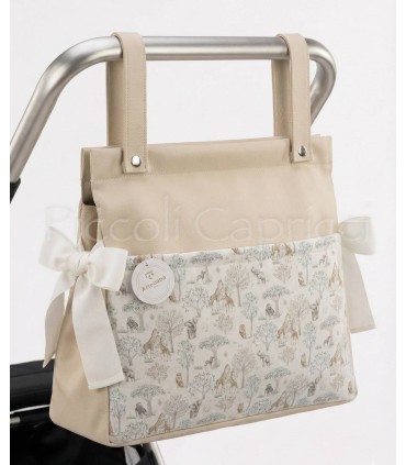 Talega poli piel Camel con tejido safari