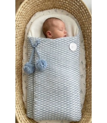 Saco para capazo bebé pompones azul