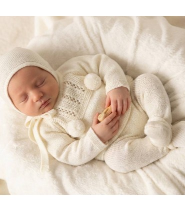 Conjunto hilo Pompones crudo