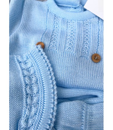 Conjunto hilo Botoncitos celeste