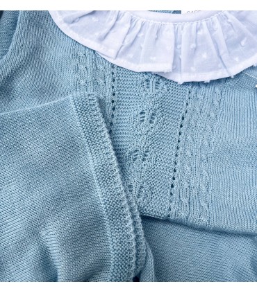 Conjunto hilo cuello camisero azulón