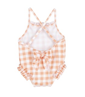 Bañador cuadros melocotón