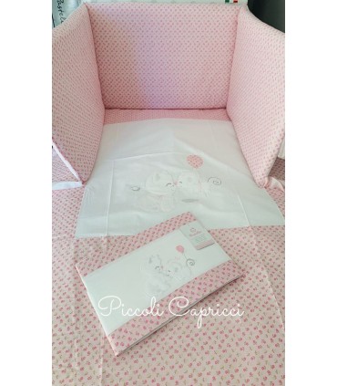 Funda nórdica y nórdico con chichonera "RATONCITO GLOBO ROSA" Pastello