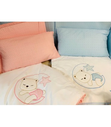 Edredón con chichonera y almohada "OSO LUNA"