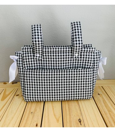 Talega bolsillo y lazos vichy negro