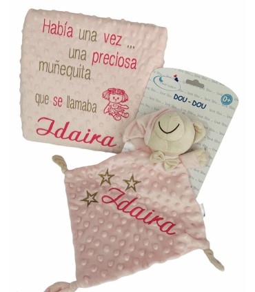 Manta y dou dou bordado frase Habia una vez…