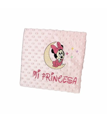Manta topitos bordada Minnie Mi Princesa