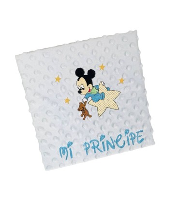 Manta topitos bordada Mickey Mi Príncipe
