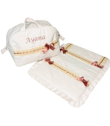 Bolso piqué con bolillo Girasol