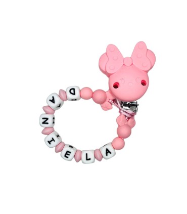 Chupetero silicona lazo minnie rosa bebé