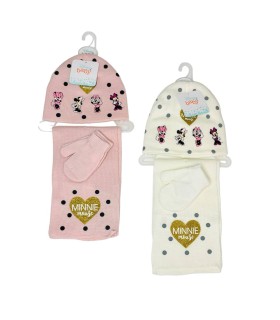 Gorro con bufanda y guantes minnie