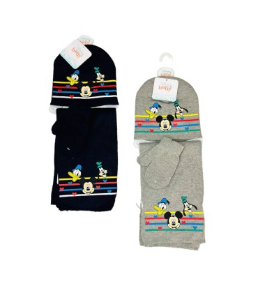 Gorro con bufanda y guantes mickey