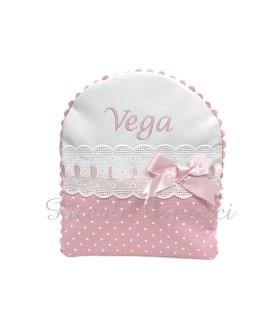 Mochila topitos encaje rosa
