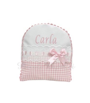 Mochila vichy encaje rosa