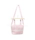 Bolso con asa cuadros rosa bolillo