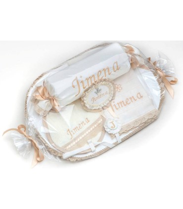 Cesta de bebé personalizada beig